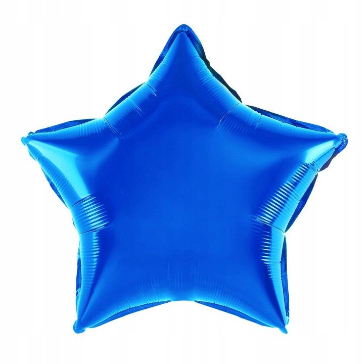 Balon din Folie Metalizata, ANGELBEAR, Figurina Stea, Model Simplu, Tematica Aniversare, 40 cm, Ambalaj Individual, Pai Inclus, Umflare cu Aer sau Heliu, Albastru